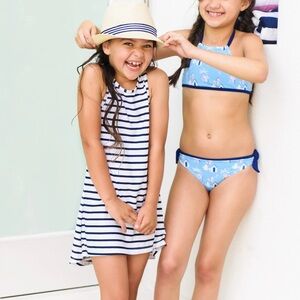 Snapper Rock Navy/White Racerback Swim Dress | 1/2